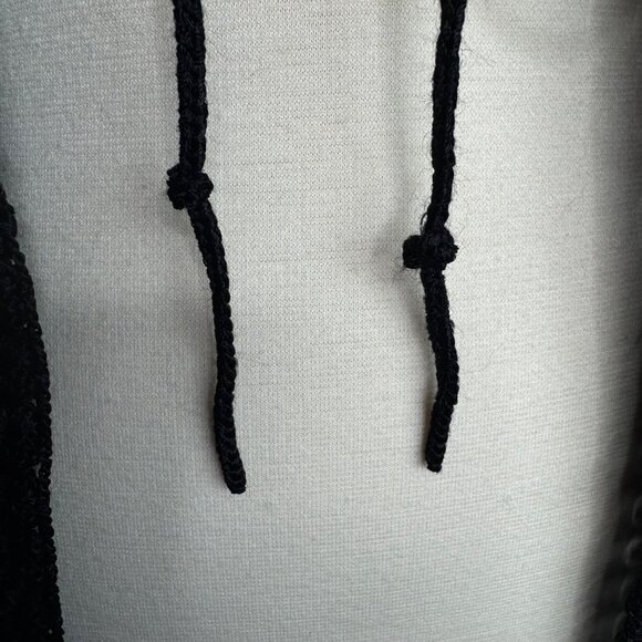 Vintage Talbots Black Tie‎ Front Cardigan - Crochet Trim Slinky Oversized Small - Picture 8 of 9